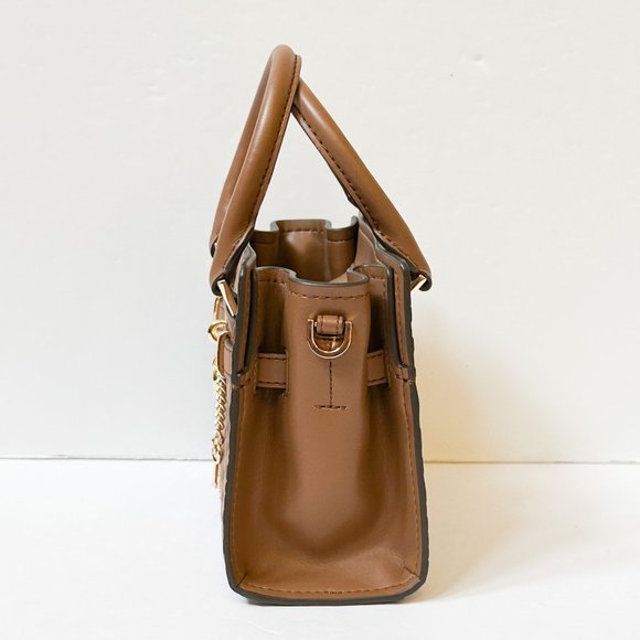 Michael Kors Hamilton XS MINI Satchel Shoulder Crossbody Bag MK Embossed Brown - Picture 8 of 16